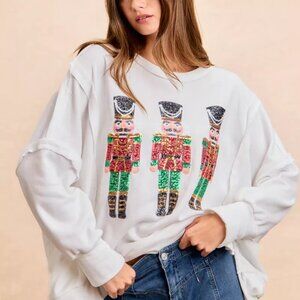 BiBi Christmas Sequin Nutcrackers‎ Embroidery Sweatshirt